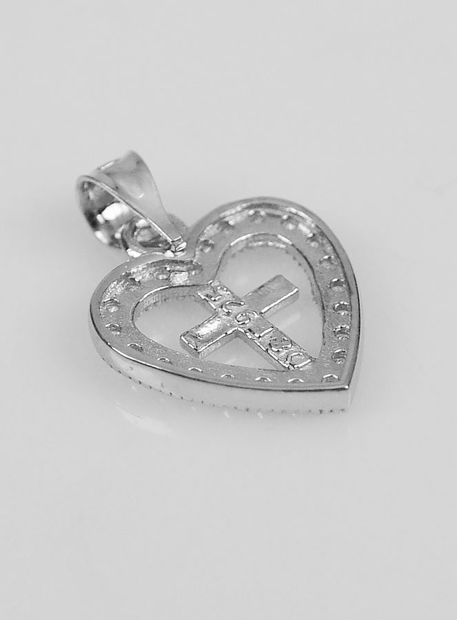 Pendentif Croix Coeur en Argent 925 - 16mm (pic 4)
