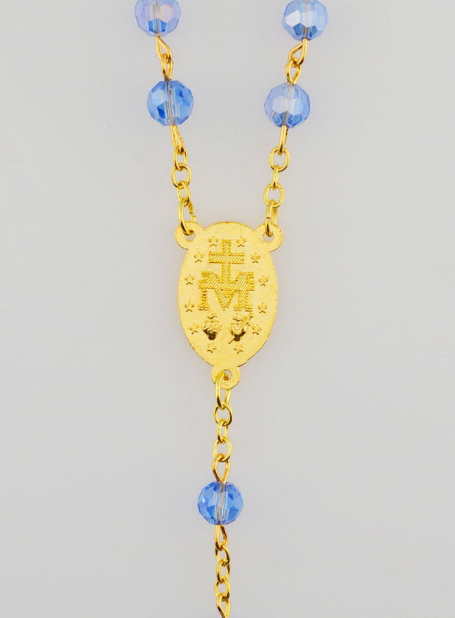 Chapelet Médaille Miraculeuse en Perles Facettées - Bleu (pic 4)