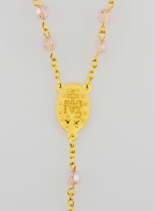 Chapelet Médaille Miraculeuse en Perles Facettées - Rose (pic 4)