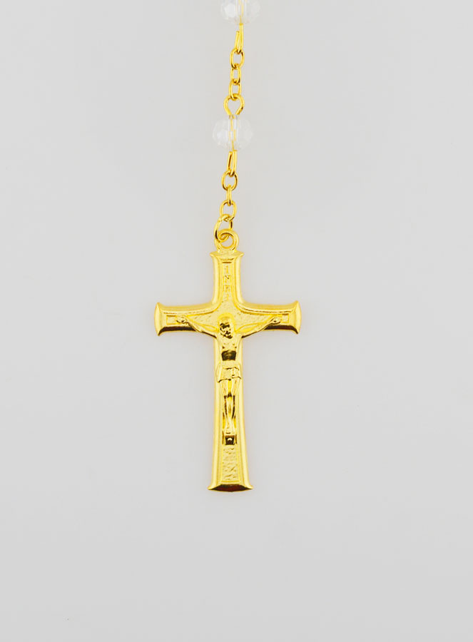 Chapelet Médaille Miraculeuse en Perles Facettées Incolores (pic 3)