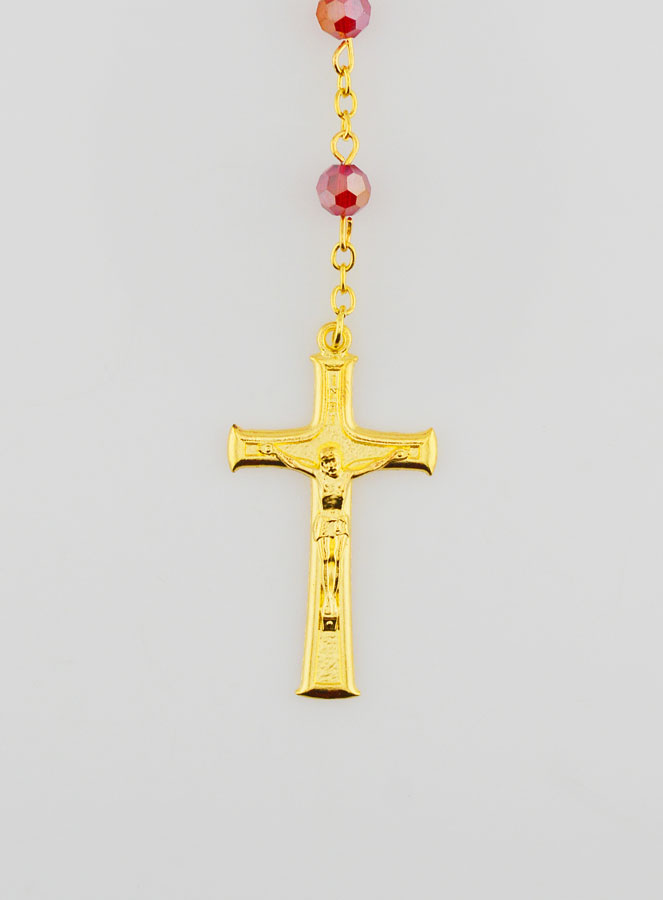 Chapelet Médaille Miraculeuse en Perles Facettées - Rouge (pic 3)