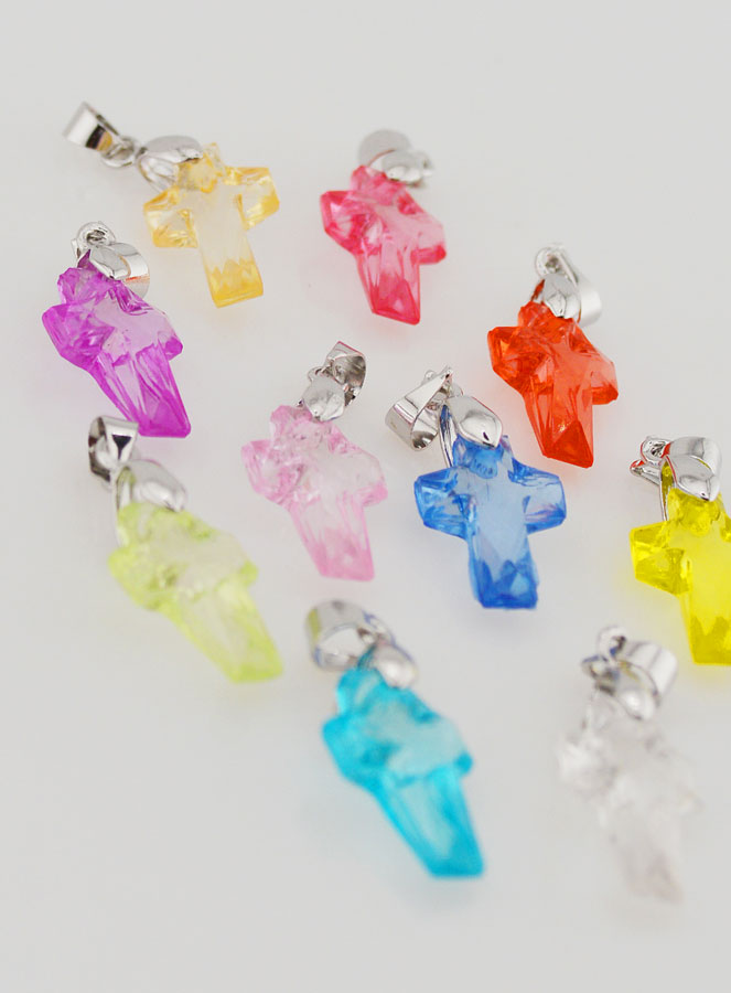 Lot de 10 Breloques Croix Multicolores 16mm (pic 3)