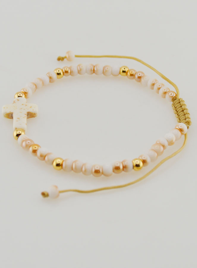 Bracelet Religieux en Perles de Verre & Croix (pic 2)