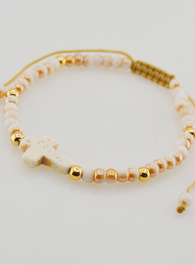 Bracelet Religieux en Perles de Verre & Croix (pic 3)