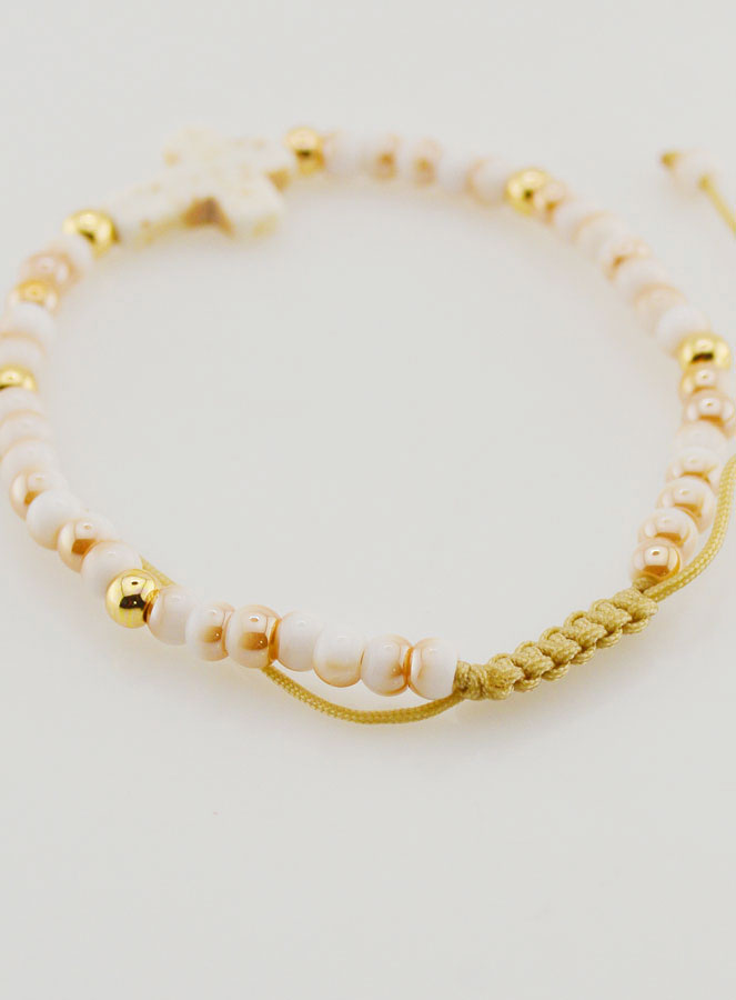 Bracelet Religieux en Perles de Verre & Croix (pic 4)