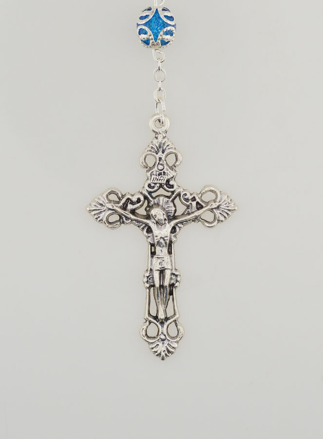 Chapelet Vierge Miraculeuse & Croix Baroque - Bleu (pic 3)