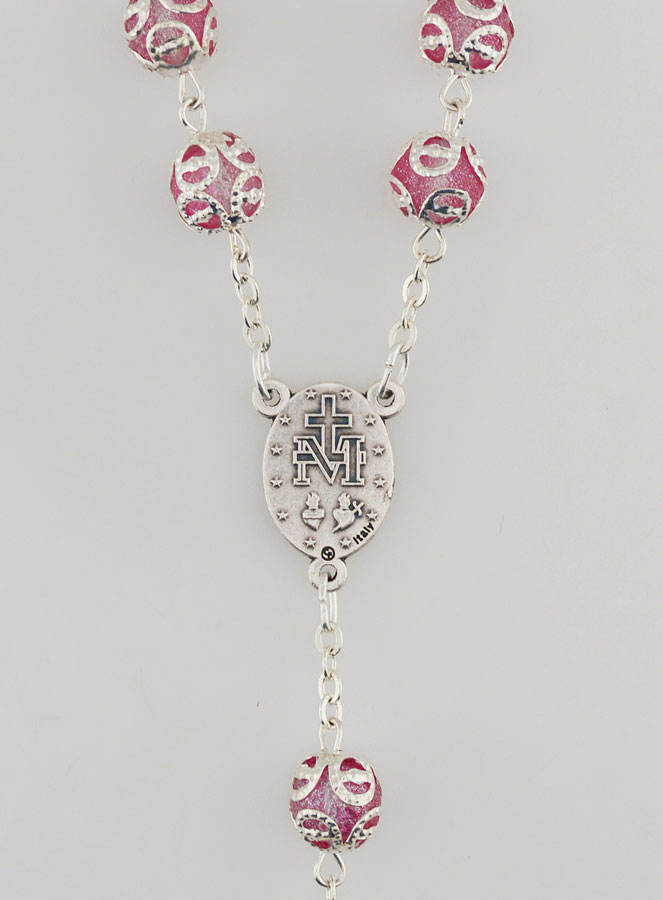 Chapelet en Perles Roses - Miraculeuse et Croix Baroque (pic 4)