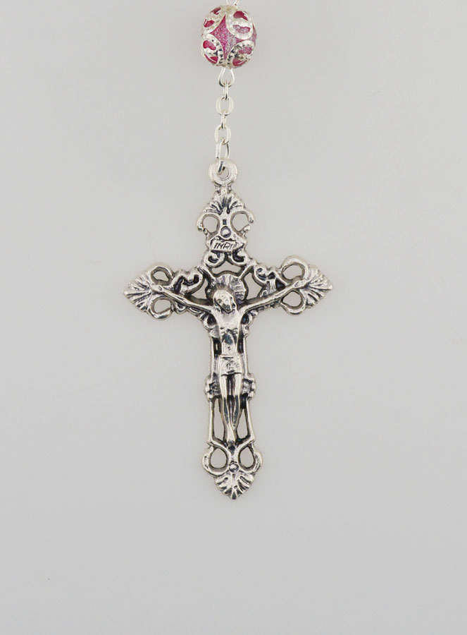 Chapelet Vierge Miraculeuse & Croix Baroque - Rose (pic 3)
