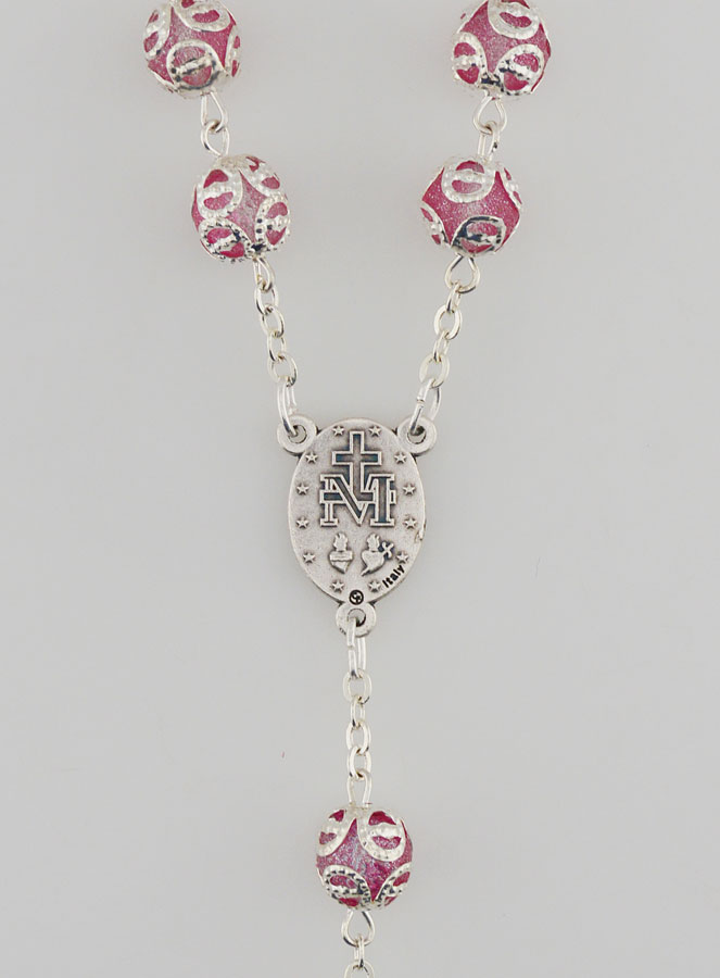 Chapelet Vierge Miraculeuse & Croix Baroque - Rose (pic 4)