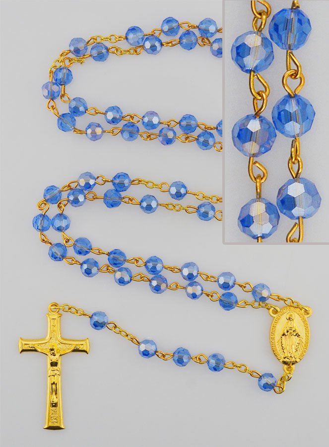 Chapelet en Cristal Bleu &  Médaille Miraculeuse (pic 1)