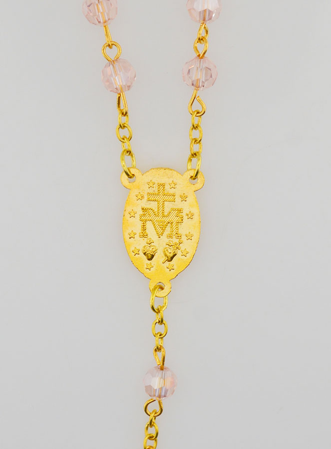 Chapelet en Cristal Rose &  Médaille Miraculeuse (pic 4)