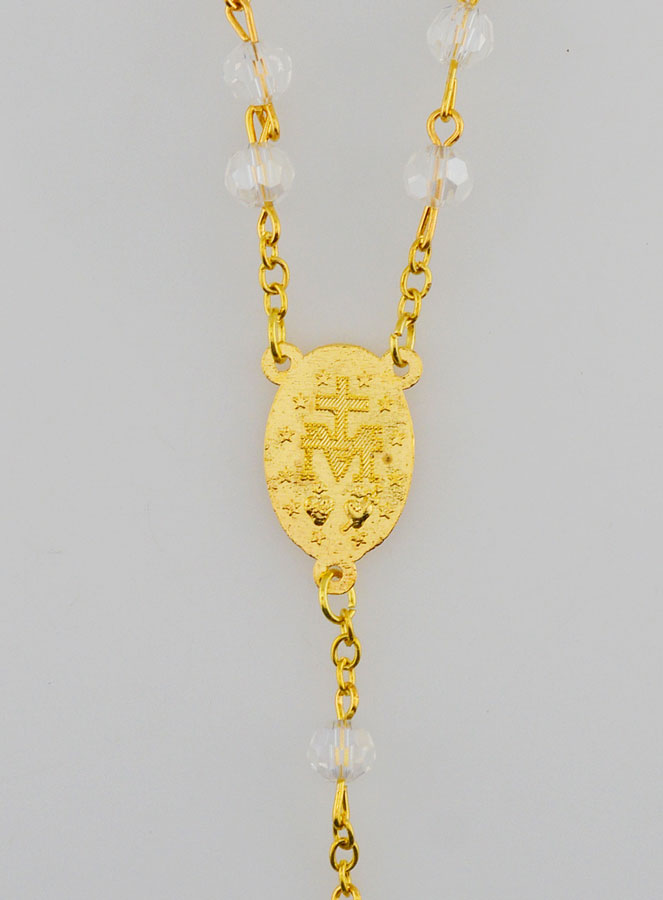 Chapelet en Cristal Blanc &  Médaille Miraculeuse (pic 4)