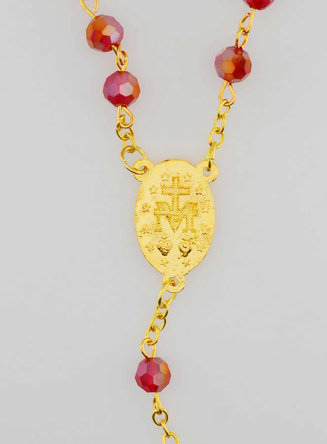 Chapelet en Cristal Rouge &  Médaille Miraculeuse (pic 4)