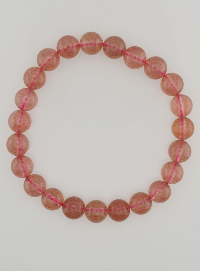 Bracelet en Pierre de Quartz Fraise Hematoïde - 8 mm (pic 1)