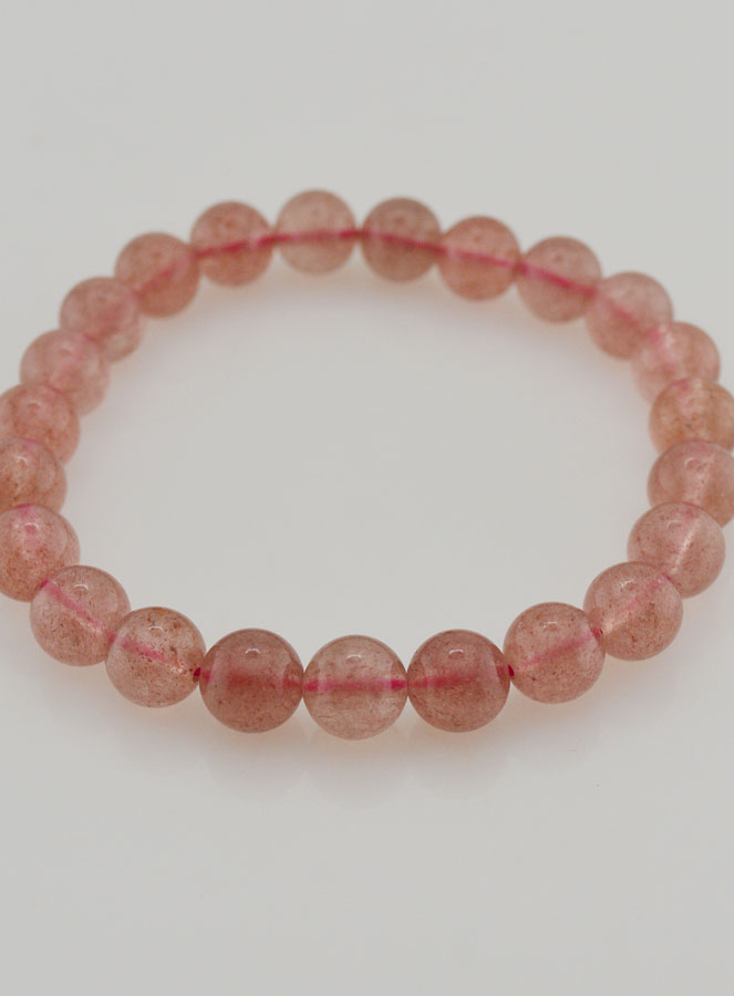 Bracelet en Pierre de Quartz Fraise Hematoïde - 8 mm (pic 2)