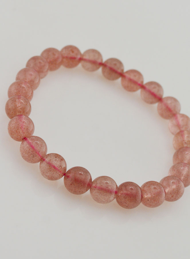 Bracelet en Pierre de Quartz Fraise Hematoïde - 8 mm (pic 3)
