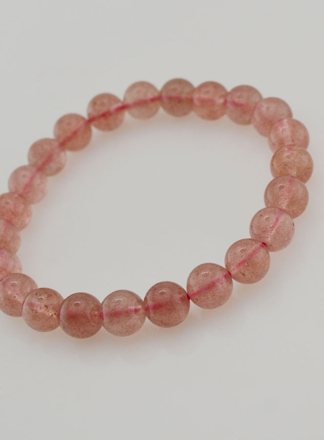 Bracelet en Pierre de Quartz Fraise Hematoïde - 8 mm (pic 4)
