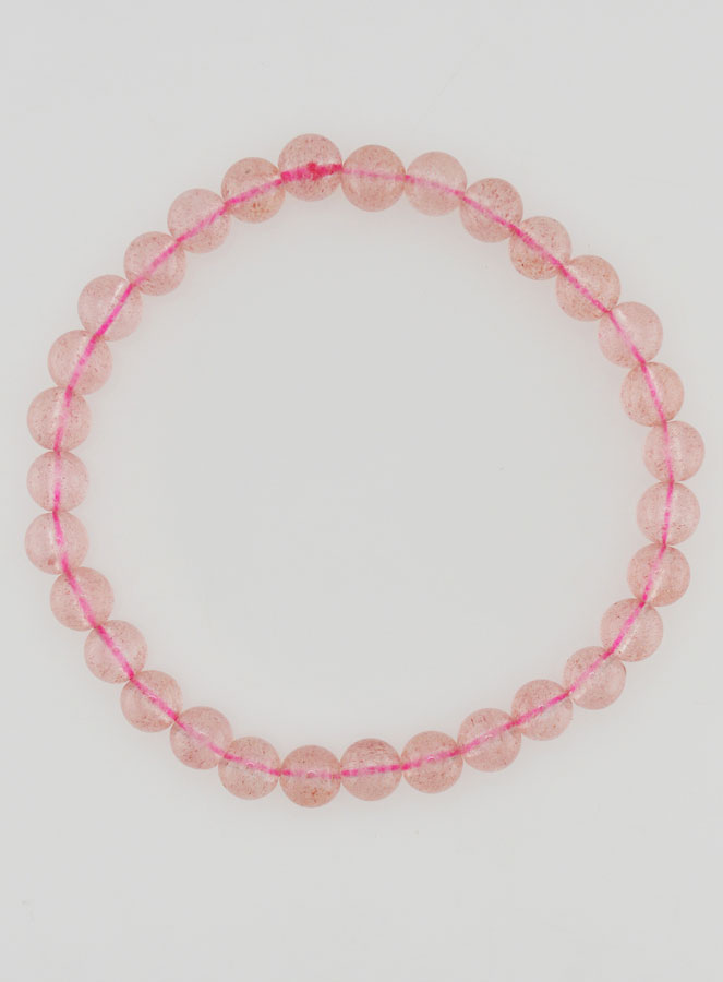Bracelet en Pierre de Quartz Fraise Hematoïde - 6 mm (pic 1)