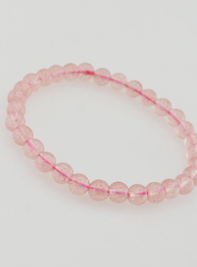 Bracelet en Pierre de Quartz Fraise Hematoïde - 6 mm (pic 3)
