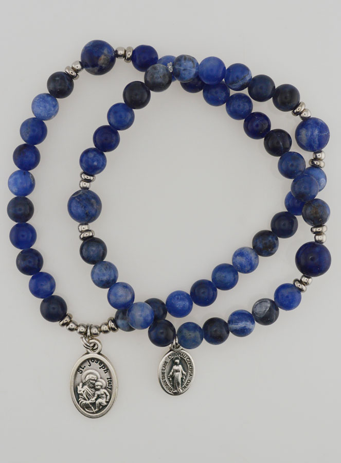 Chapelet Médaille Miraculeuse & St Joseph en Sodalite (pic 4)