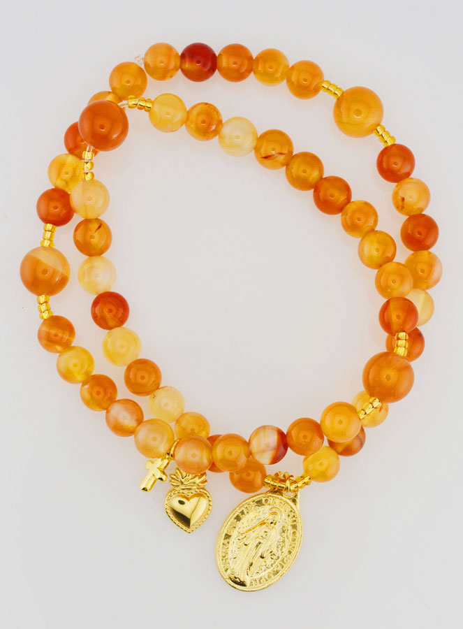 Chapelet Médaille Miraculeuse en Cornaline (pic 1)