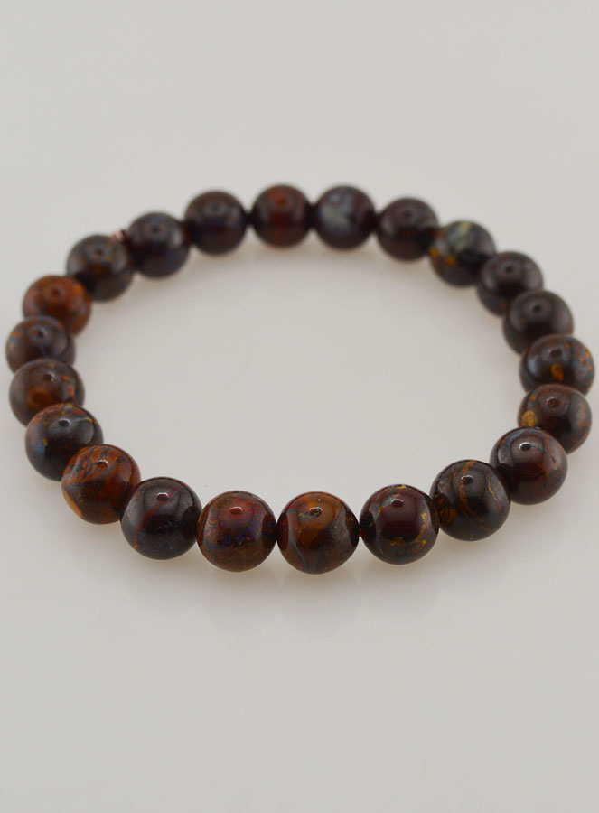 Bracelet en Pierre Naturelle d'Opale Boulder 8mm - A+ (pic 2)