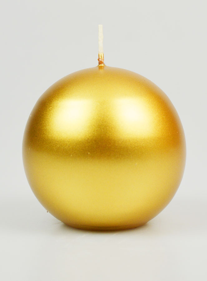 Bougie Boule de Noël Dorée - 8cm (pic 1)