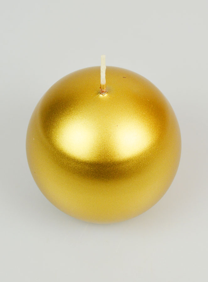 Bougie Boule de Noël Dorée - 8cm (pic 2)