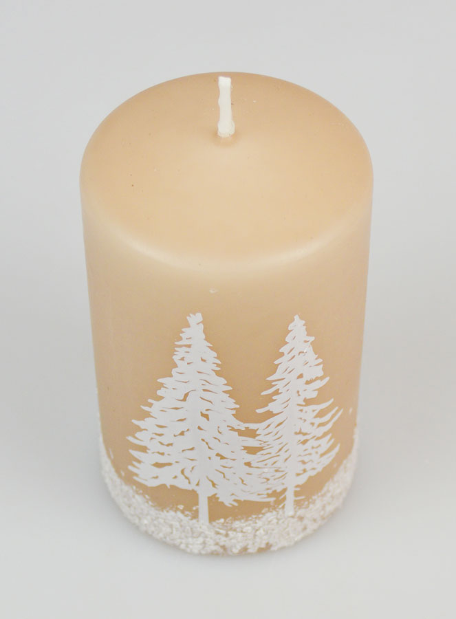 Bougie de Noël Sapins Enneigés - Cappuccino (pic 2)