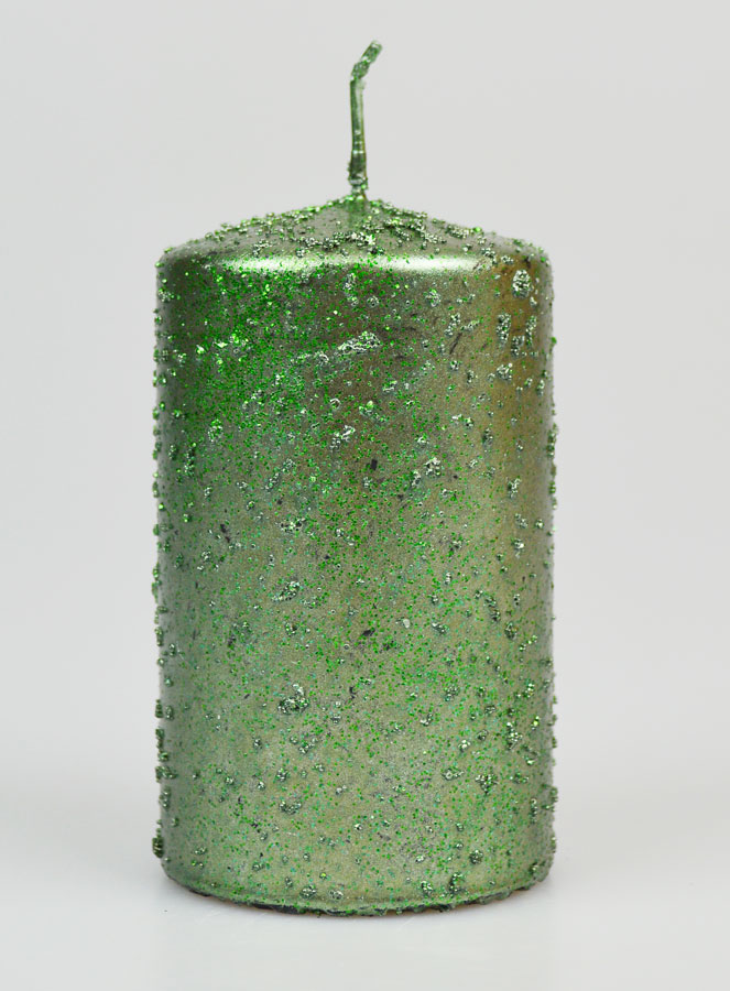 Bougie de Noël à Paillettes - Vert Sapin (pic 1)