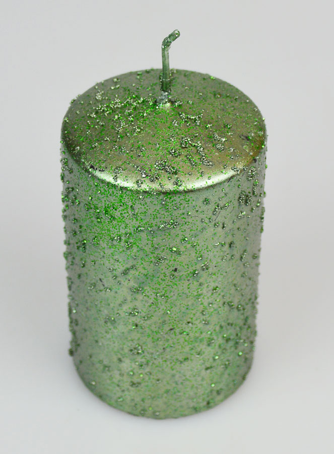 Bougie de Noël à Paillettes - Vert Sapin (pic 2)