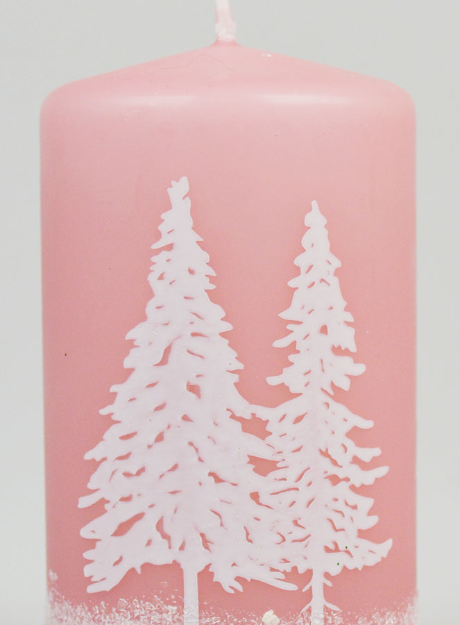 Bougie de Noël Sapins Enneigés - Rose Poudré (pic 3)