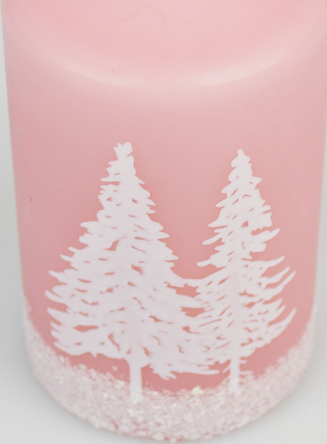 Bougie de Noël Sapins Enneigés - Rose Poudré (pic 4)