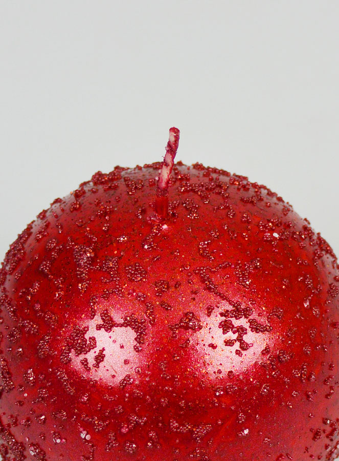 Bougie Boule de Noël à Paillettes 8cm - Rubis (pic 4)