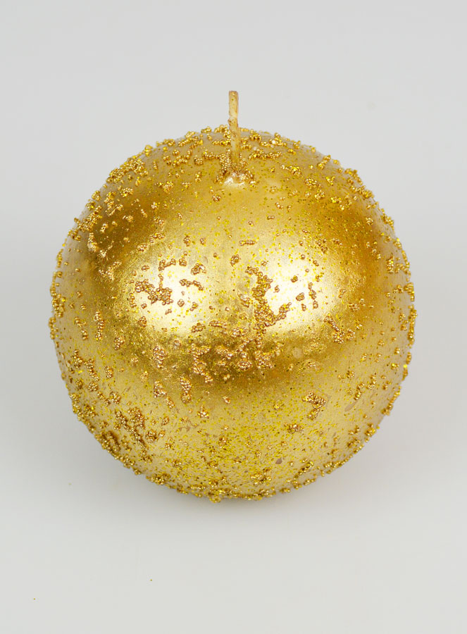 Bougie de Noël Boule à Paillettes 8cm - Or Antique (pic 2)