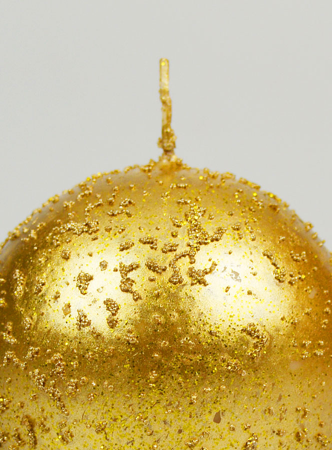 Bougie de Noël Boule à Paillettes 8cm - Or Antique (pic 3)