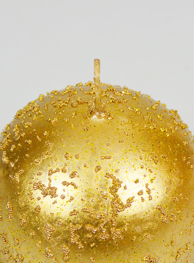 Bougie de Noël Boule à Paillettes 8cm - Or Antique (pic 4)