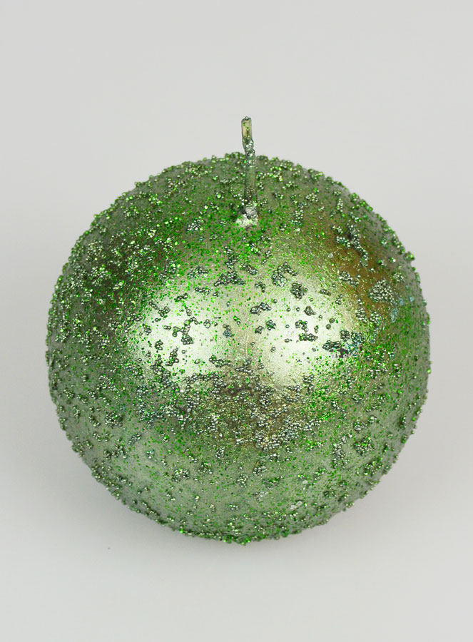 Bougie de Noël Boule à Paillettes 8cm - Vert Sapin (pic 2)