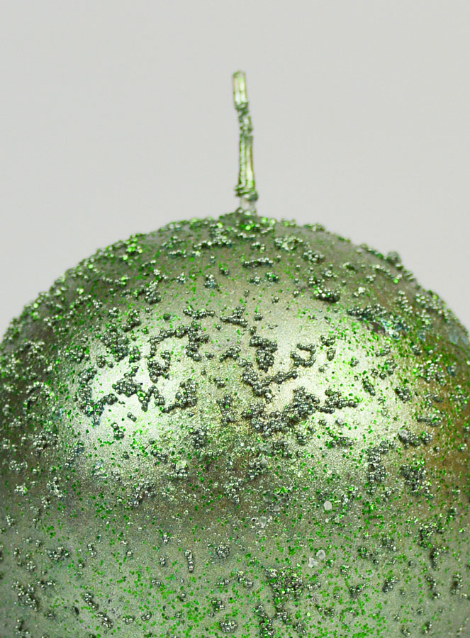 Bougie de Noël Boule à Paillettes 8cm - Vert Sapin (pic 3)
