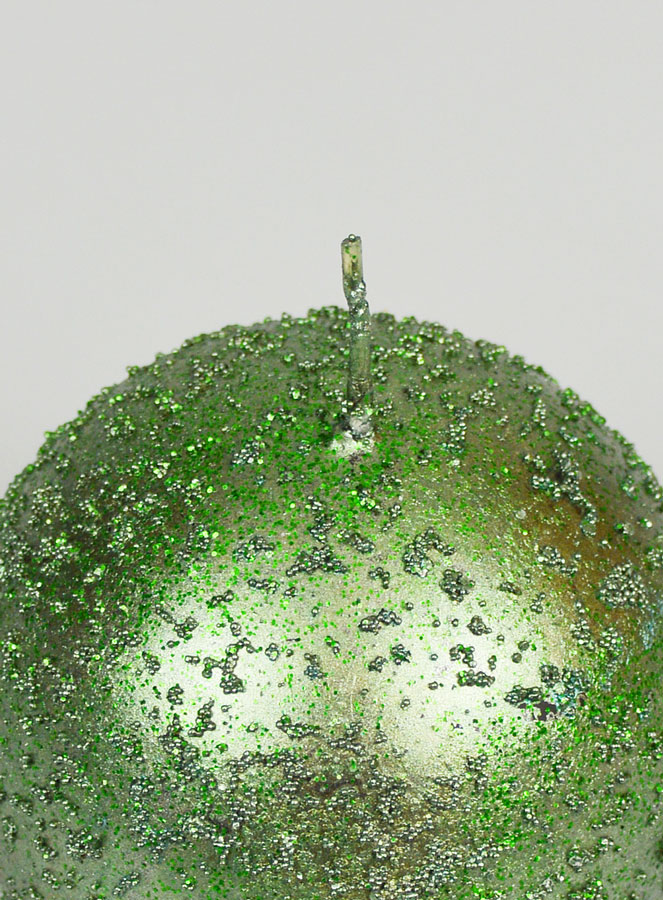 Bougie de Noël Boule à Paillettes 8cm - Vert Sapin (pic 4)