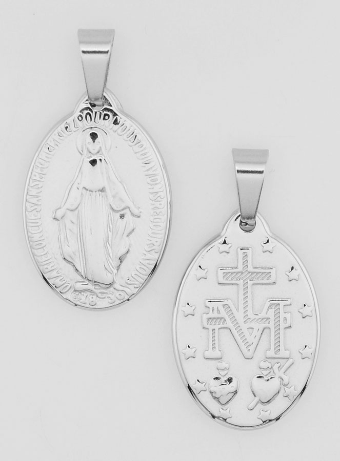 Médaille Miraculeuse en Inox 22mm - Prière en Français (pic 1)