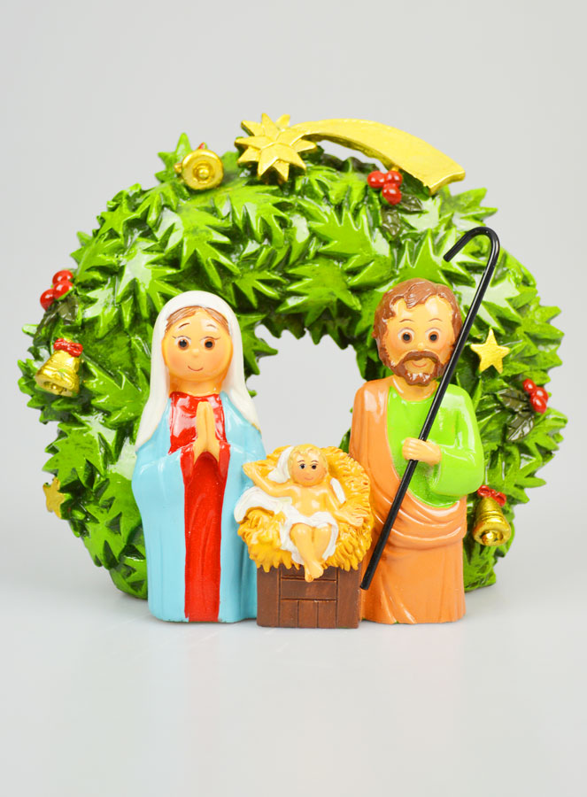 Crèche Couronne de Noël à Poser - 15cm (pic 1)