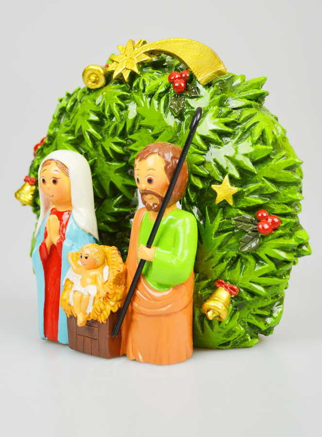 Crèche Couronne de Noël à Poser - 15cm (pic 2)