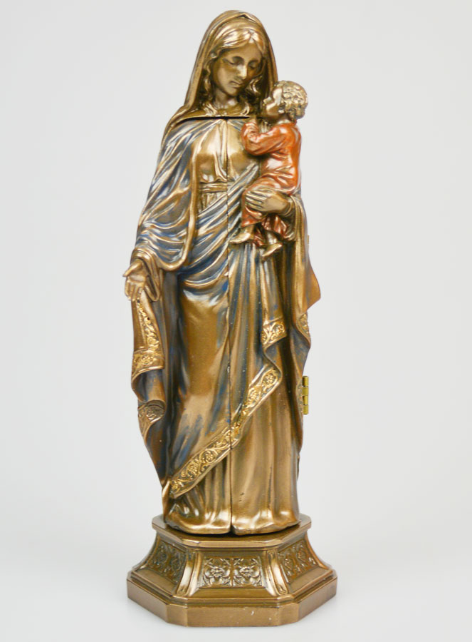Statue Religieuse Triptyque Vierge à l'Enfant en Bronze - 20cm (pic 2)