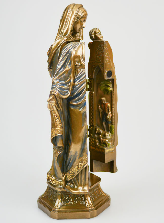 Statue Religieuse Triptyque Vierge à l'Enfant en Bronze - 20cm (pic 3)