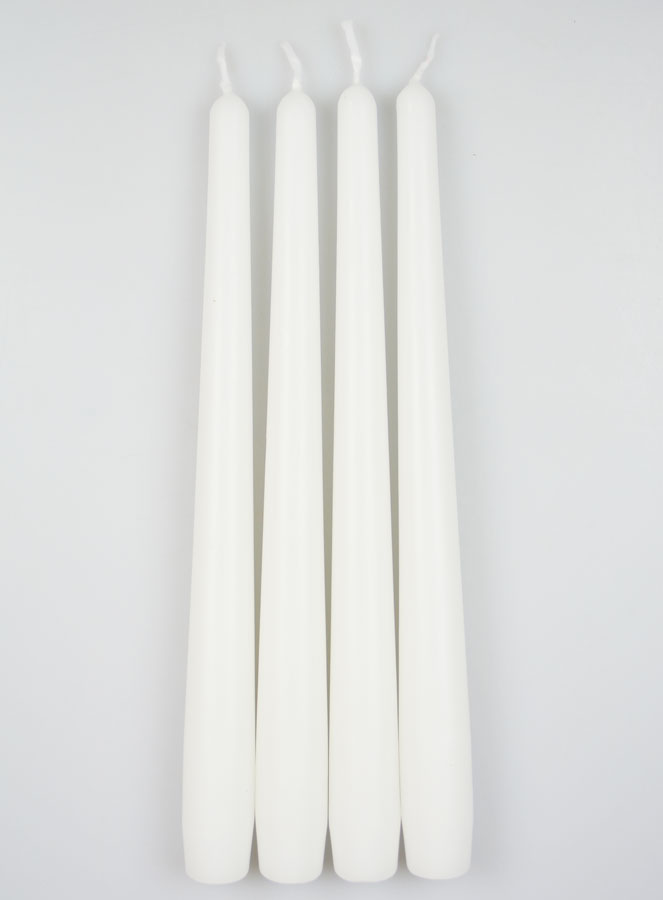 Lot de 4 Bougies Flambeaux 25 cm - Blanc (pic 1)