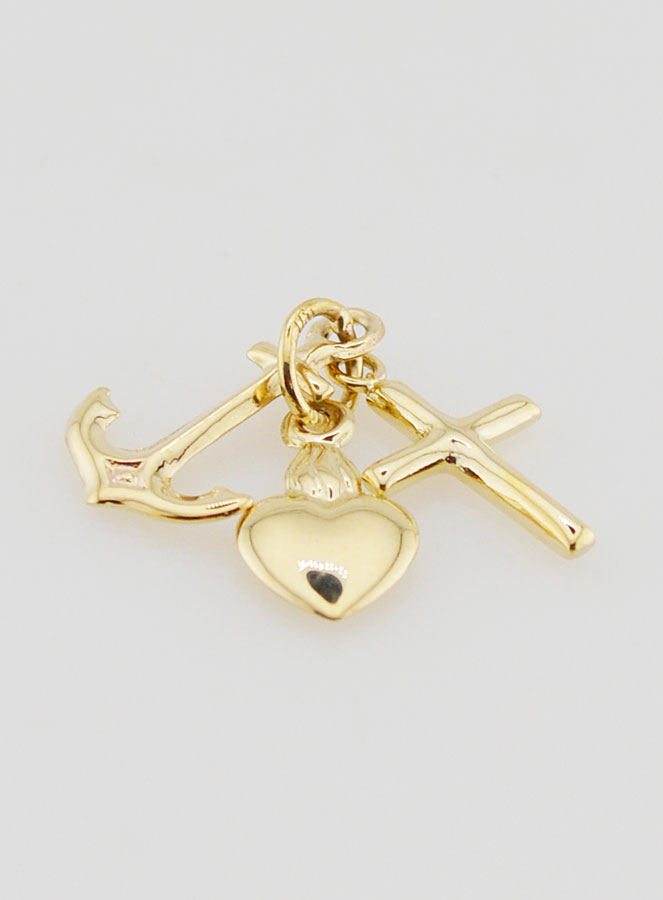 Pendentif Or Ancre, Coeur & Croix 15mm (pic 2)