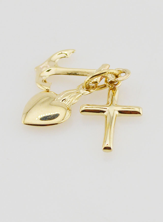 Pendentif Or Ancre, Coeur & Croix 15mm (pic 4)