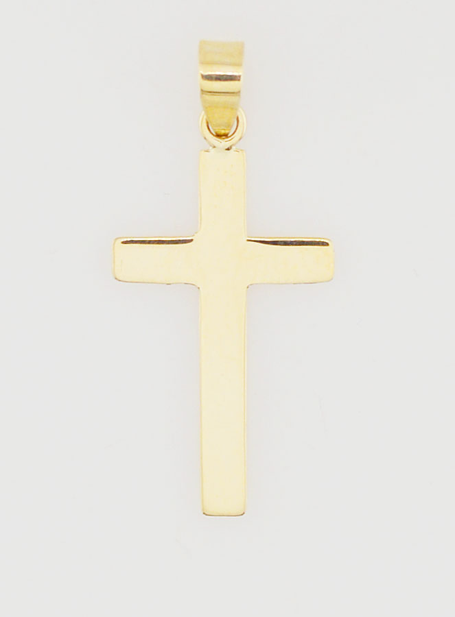 Pendentif Croix Plate en or 9cts - 20mm (pic 1)