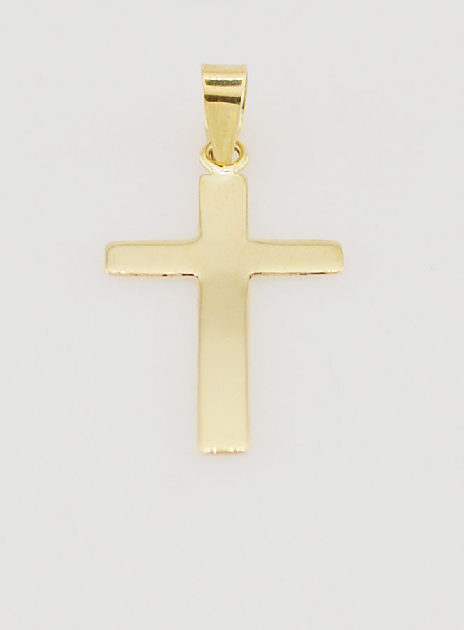 Pendentif Croix Plate en or 9cts - 20mm (pic 2)